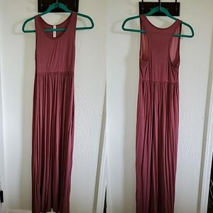 Maxi Dusty Mauve racer back dress with pockets